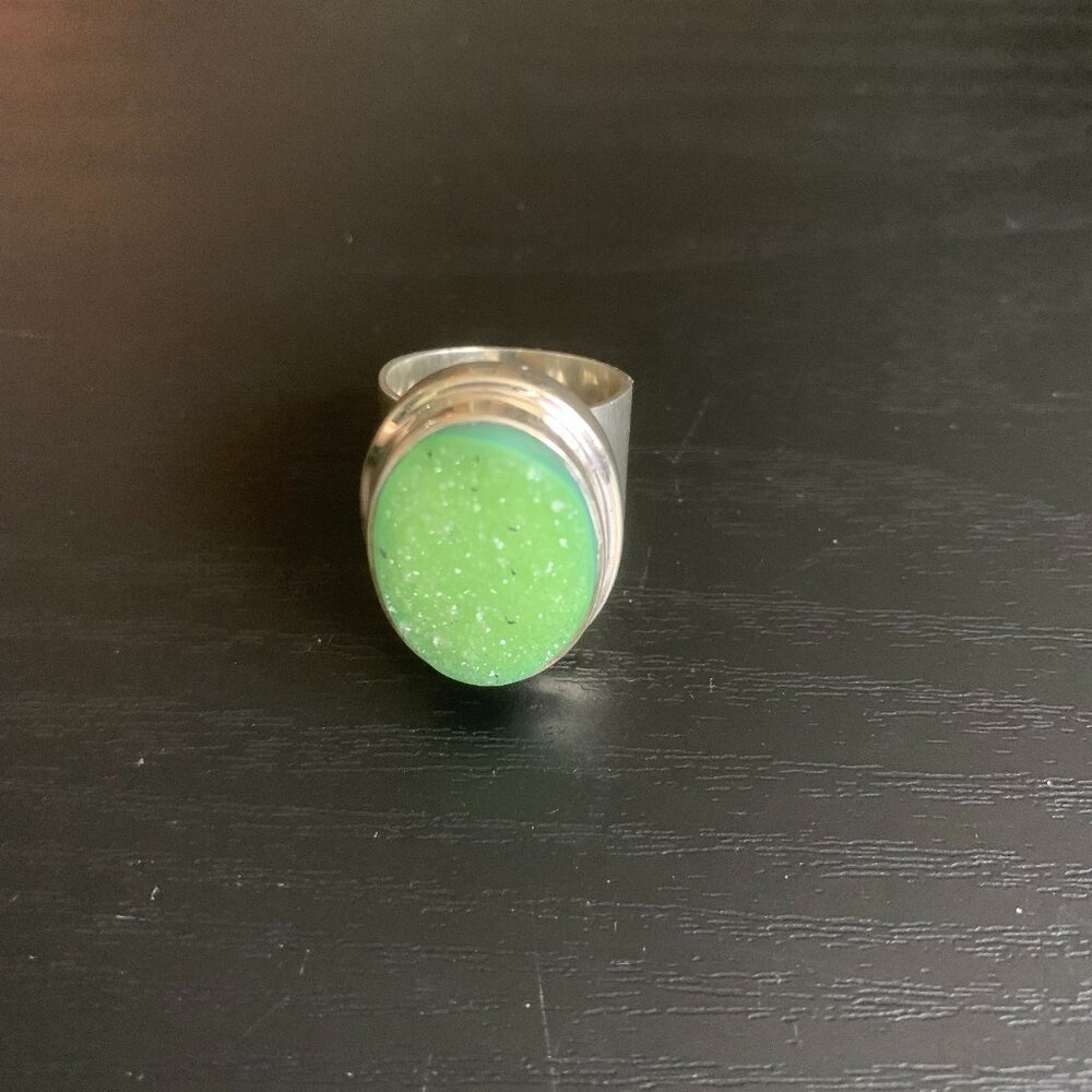 Sterling Green Druzy Ring